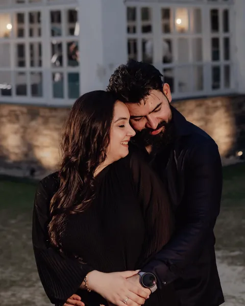 Shubhangi and Dhruv in the evening light